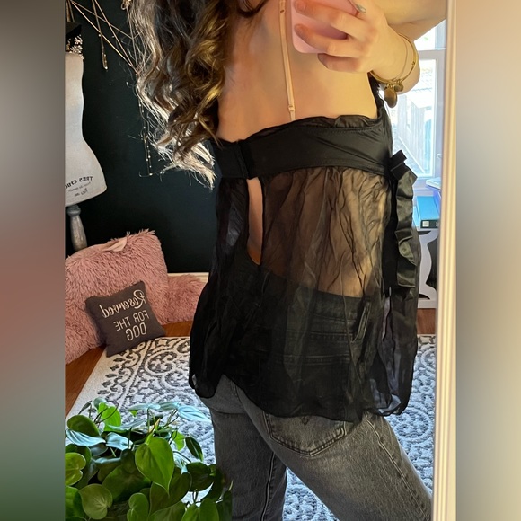 y2k black vintage bustier with small pink bows on straps ✨ - Picture 4 of 4